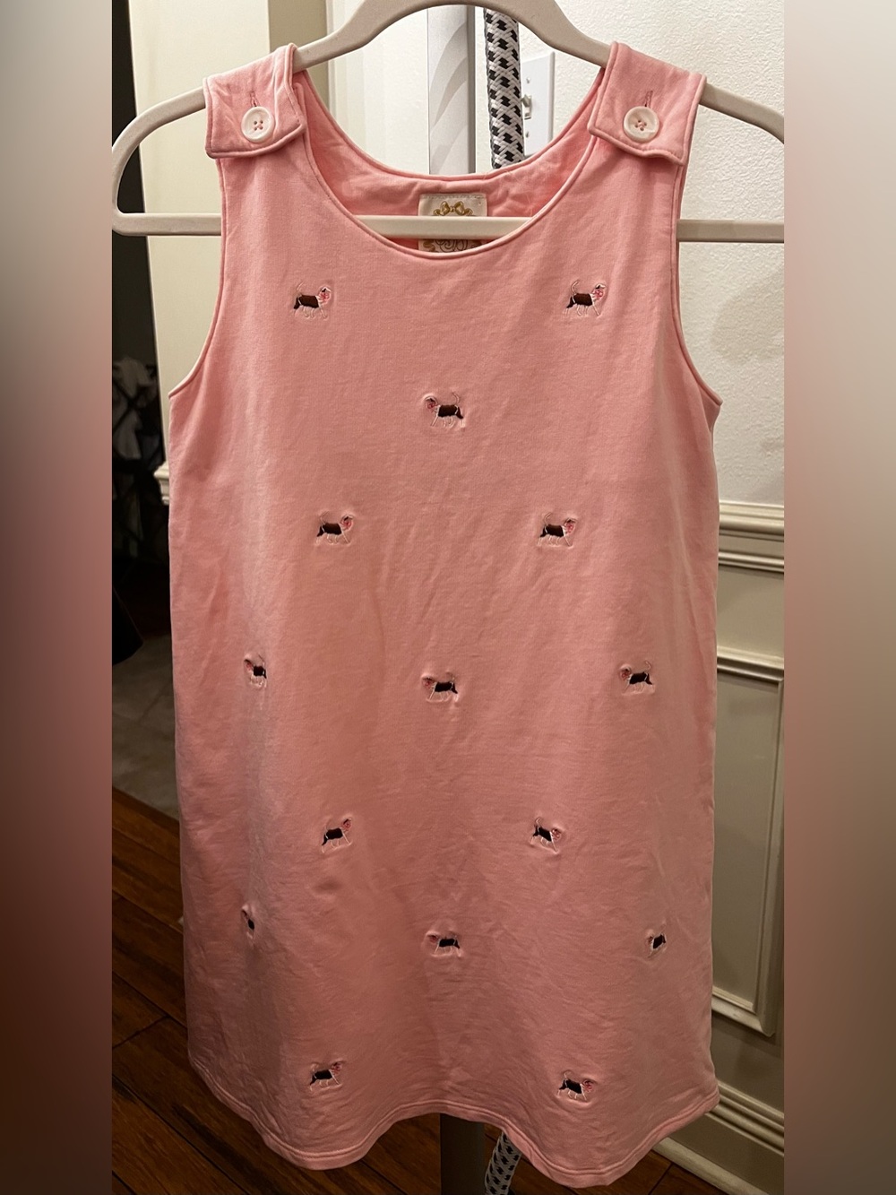 The Beaufort Bonnet Co Pink Girls' Embroidered Knit Shift Dress size 10 EUC
